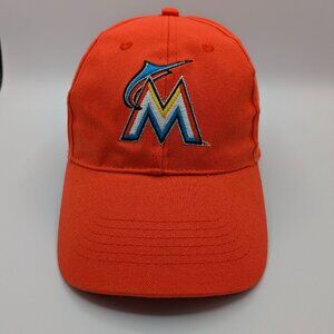 MLB Miami Marlins Orange Baseball Hat, Adult One Size, Embroidered, 100% Cotton